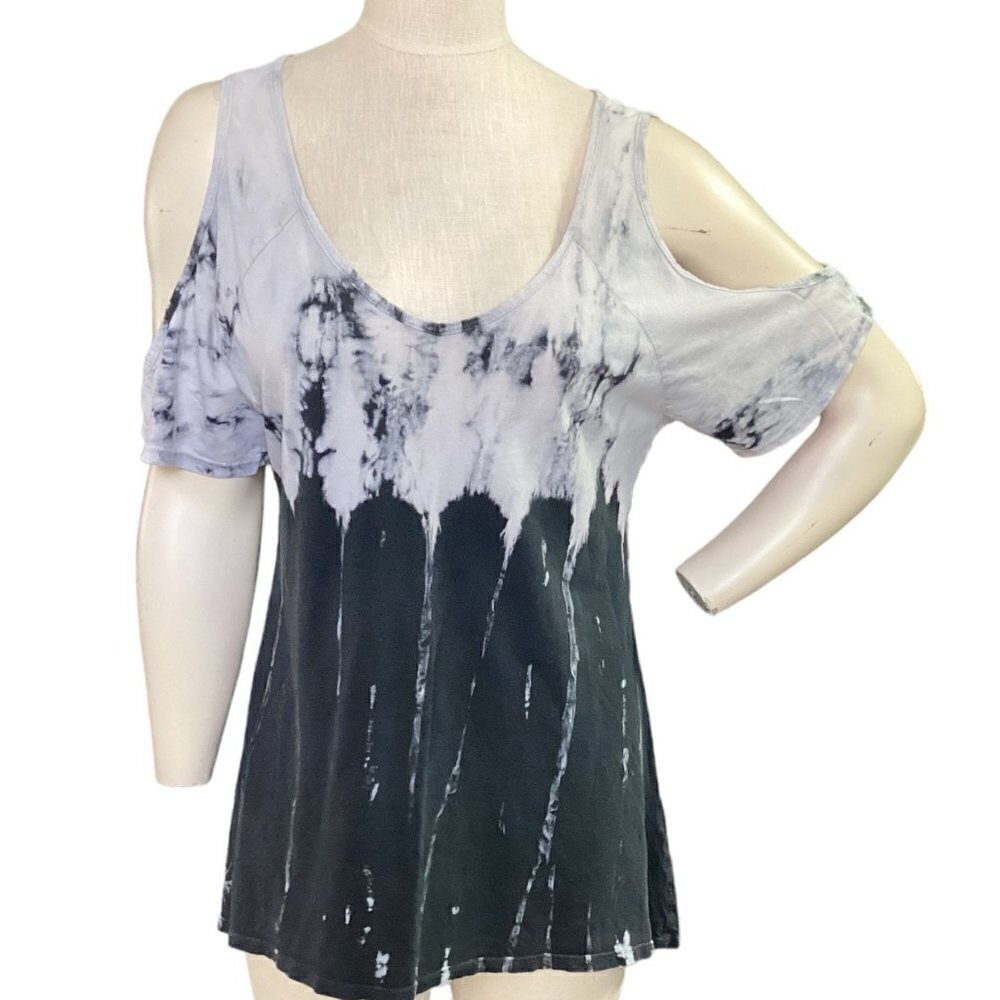 Urban X Short Sleeve Open Shoulder Tie Dye‎ Cotton Tunic Tee Top M #146D